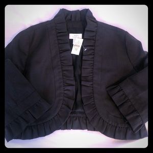 BNWT LOFT BLACK RUFFLE SHRUG - SIZE 12